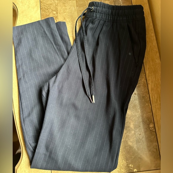 H&M Drawstring Pinstripe Pants Navy - Picture 2 of 6